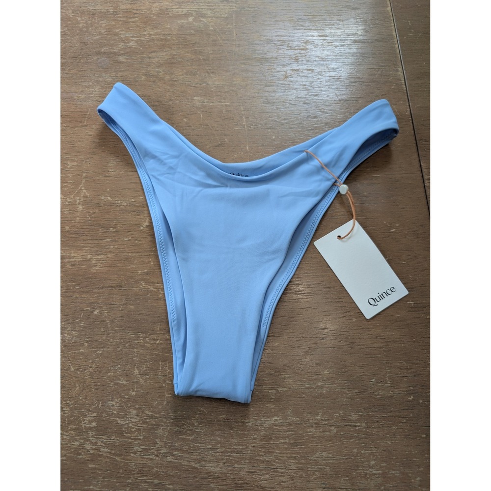Quince Womens Light Blue High Cut Bikini Bottom Swimwear Size Medium New beach